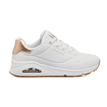 Sneakers bianche e oro da donna con suola ad aria Skechers Uno - Golden Air, Brand, SKU s312000514, Immagine 0